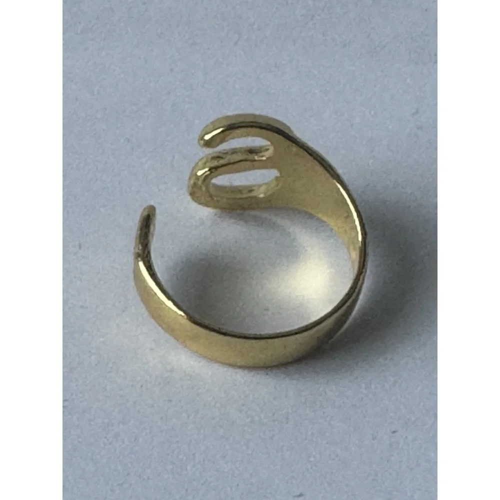 Gold Tone Letter S Adjustable Open Band Ring Metal 6mm Size 7 No Stone